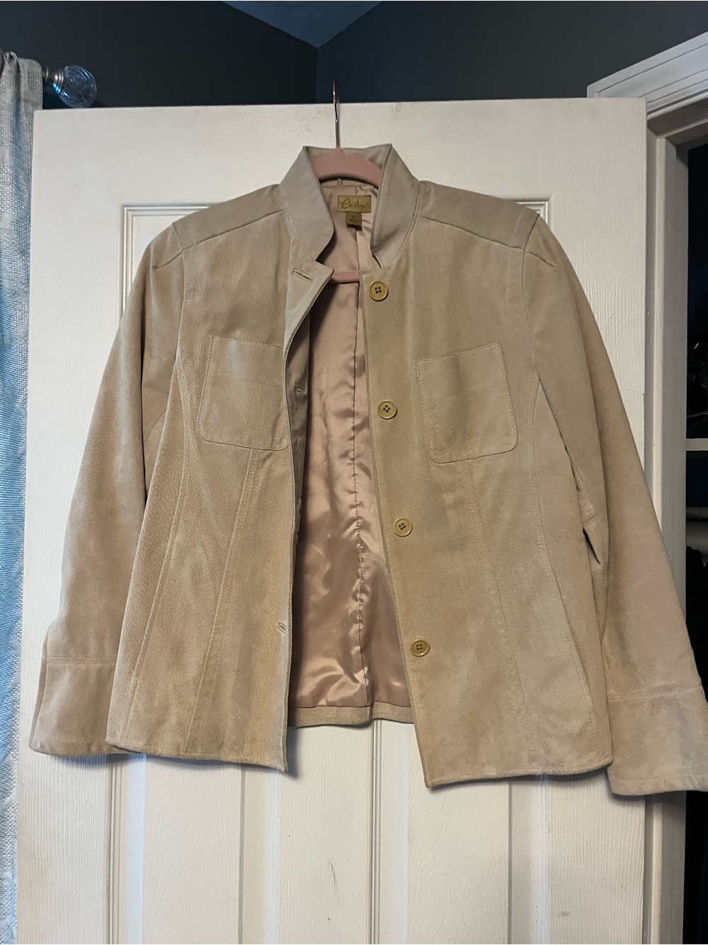 Caslon Beige Suede Button-Front Jacket